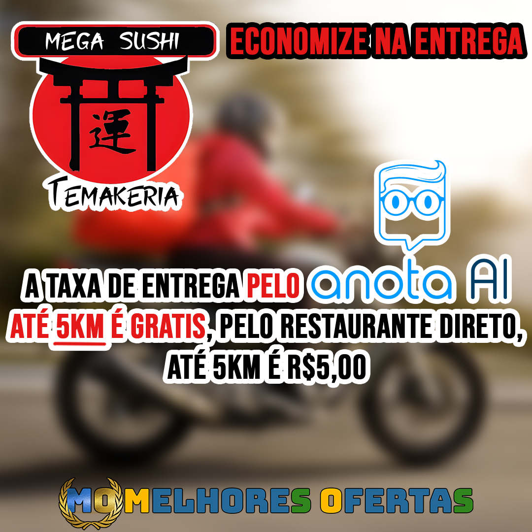 A taxa de entrega pelo AnotaAi até 5km é gratis, pelo restaurante direto, até 5KM é R$ 5